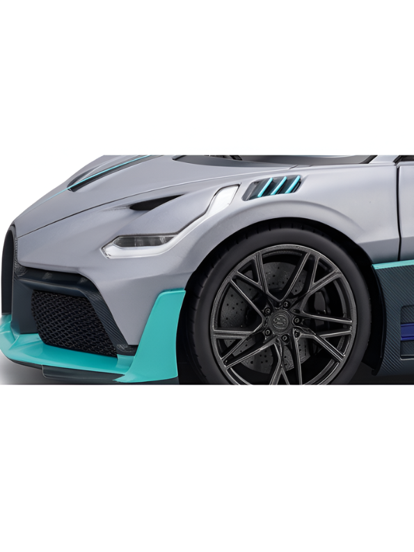 Sports Racing Car Model Toy 1:12 Scale - Premium Matte Grey & Cyan Hypercar with Openable Doors, Realistic Die-Cast Style Interior, Collectible Toy Car for Kids & Adults NX16722