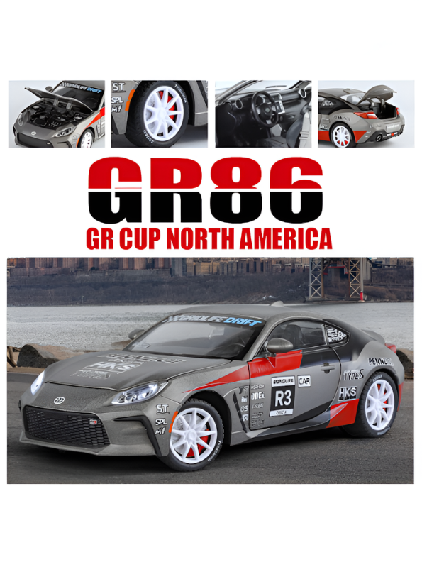 Toyota GR86 Drift Racing Alloy Model Car - 1:24 Scale Metal Diecast with Lights & Sound - Perfect Gift for Car Lovers and Collectors TV6078