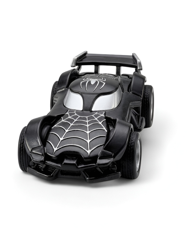 Spider-Man "Defend Justice" Alloy Model Car – 1:43 Scale Collectible Die-Cast Superhero Vehicle in Matte Black TV7017