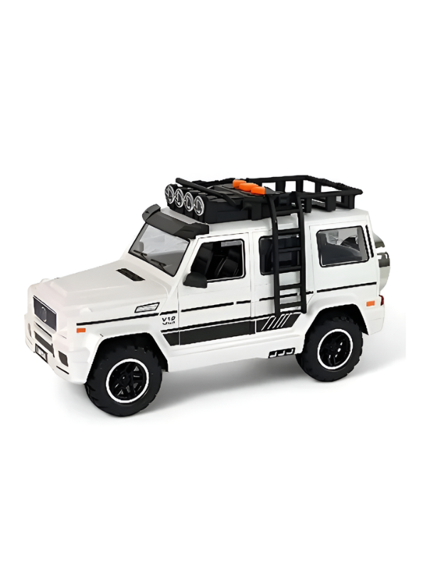 Premium Metallic White G-Class SUV Diecast Model Car | Luxury Off-Road Toy Truck with Pull-Back Action, Interactive Lights & Sounds – Perfect Gift for Collectors NX15364