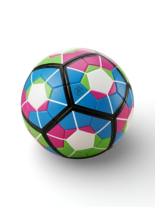 Geometric Pattern Soccer Ball - Professional Multi-Color Composite Leather Football - Multi-Panel Skill Training Ball TV1184