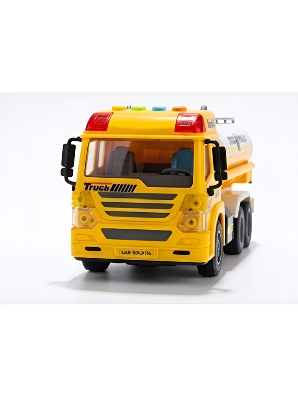 Friction Powered Water Sprinkler Tanker Truck Toy with Openable Water Inlet & Rear Spray Pump Mechanisms – (Yellow) Educational Construction Vehicle Toy for Kids NX16802