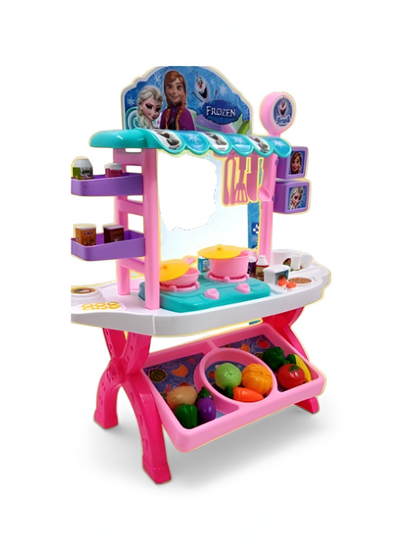 Kids Play Kitchen Set with 55 Accessories - Toddler Cooking Toy Market Stall - Includes Pots, Pans, Play Food, and Storage Bin - Interactive Role Play Gift for Girls and Boys Ages 3+ TV2219