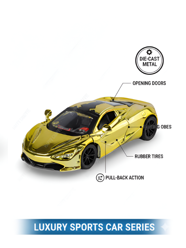 McLaren 720S Die-Cast Toy Car 1:32 Scale - Luxury Metal Model Vehicle TV488 - Free Car Inside.