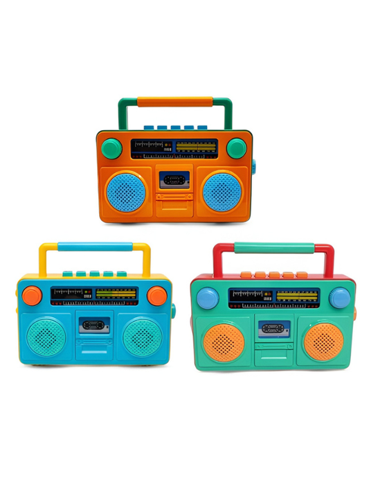 Interactive Retro Radio Musical Toy for Toddlers – Early Learning Boombox with Flashing LED Display, Animal Sounds, and Instrument Melodies – Portable Educational Music Player for Kids Boys & Girls TV2904