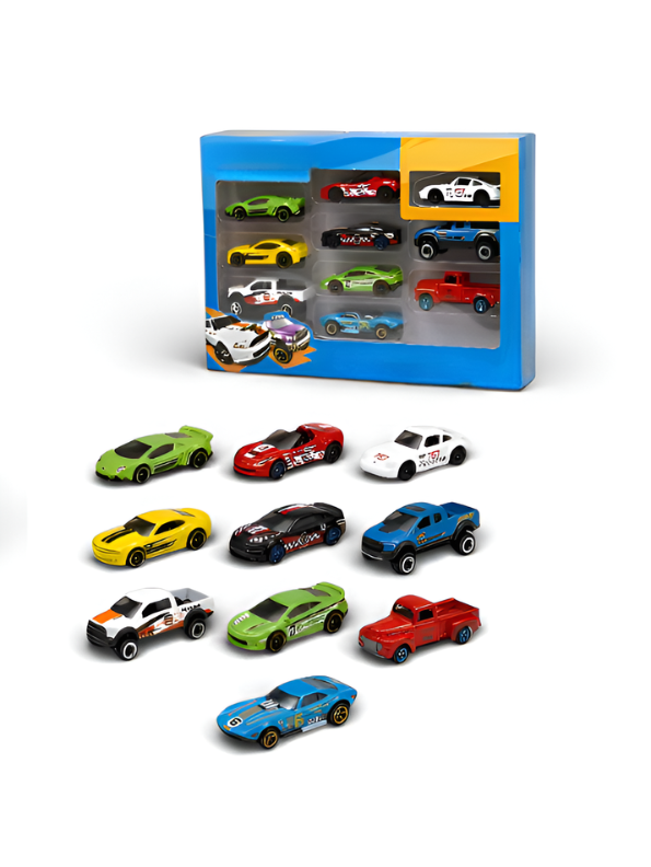 Die-Cast Toy Cars  Set of 10 - Assorted Racing, Sports & Off-Road Vehicle Collection for Kids MD1615