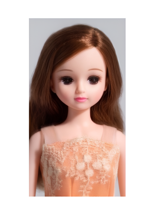 Elegant 11.5-inch Fashion Doll in Orange Lace Dress – Collectible Girl Doll with Wavy Blonde Hair and Formal Party Gown LMI16715