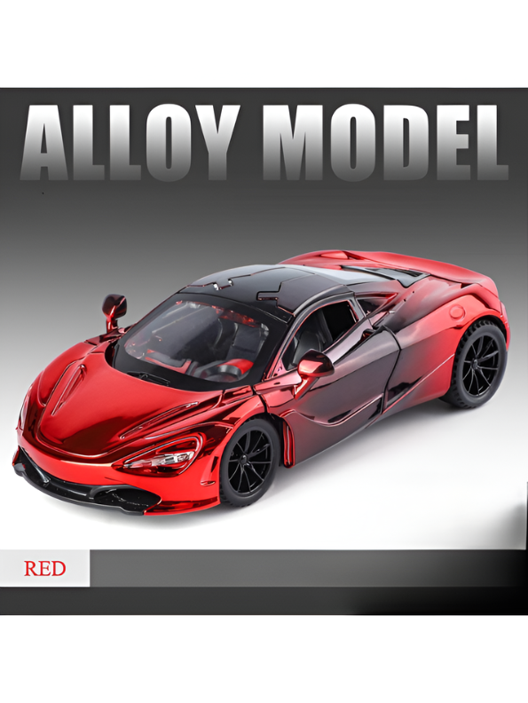 McLaren 720S 1/32 Die-Cast Car - Metallic Chrome Red Alloy Sports Car for Kids & Collectors TV488