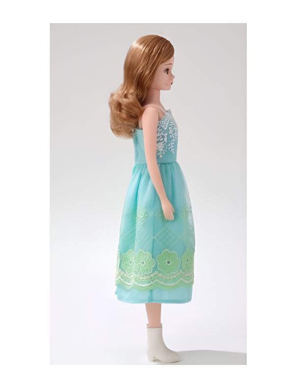 Elegant 11.5-inch Fashion Doll in Green Lace Dress – Collectible Girl Doll with Wavy Blonde Hair and Formal Party Gown LMI16715