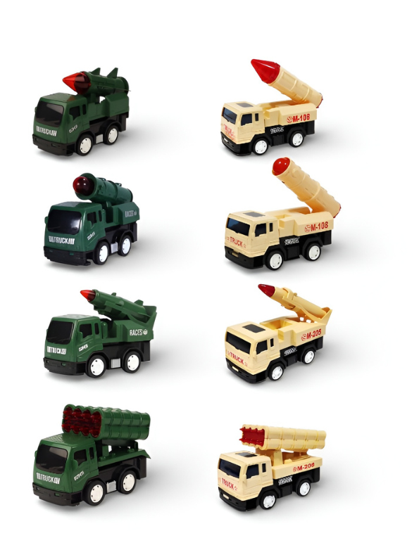 Military Missile Launcher & Rocket Truck Toy Set – 8 Piece Camo Combat Vehicle Kit LMI11376