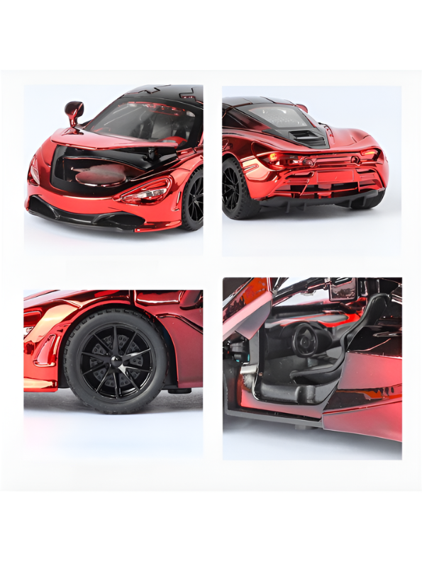 McLaren 720S 1/32 Die-Cast Car - Metallic Chrome Red Alloy Sports Car for Kids & Collectors TV488