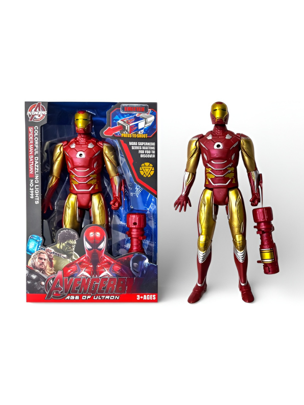 Avengers Age of Ultron Iron Man Action Figure - 28cm Large Scale Toy with Dazzling Lights and Missile Launcher Emitter - Superhero Gift for Kids Ages 3+