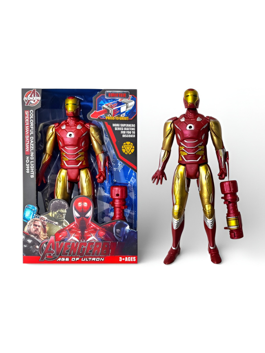 Avengers Age of Ultron Iron Man Action Figure - 28cm Large Scale Toy with Dazzling Lights and Missile Launcher Emitter - Superhero Gift for Kids Ages 3+