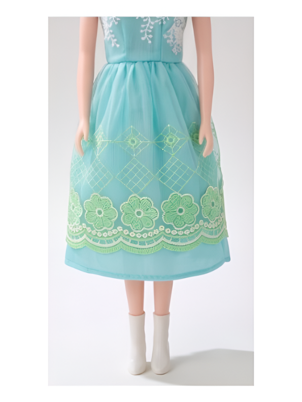 Elegant 11.5-inch Fashion Doll in Green Lace Dress – Collectible Girl Doll with Wavy Blonde Hair and Formal Party Gown LMI16715