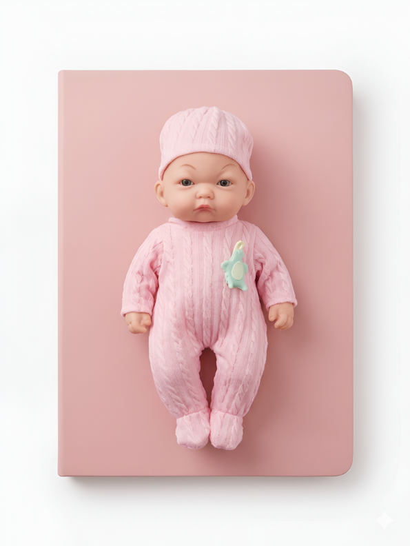 Realistic Baby Doll Gift Set in Pink Cable Knit Outfit - Includes Toy Plate, Fork, Spoon, and Rattle - Posable Vinyl Newborn Doll for Toddlers TV1491