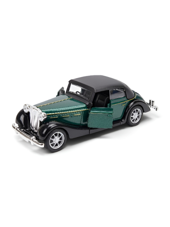 Classic Vintage Diecast Toy Car, 1:36 Scale Retro Metal Collectible Vehicle Model with Opening Doors, Black Hardtop Coupe LMI16724