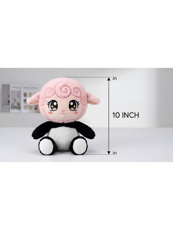 Cute Plush Doll in Black Costume 10-Inch - Soft Stuffed Lamb Toy for Kids, Toddlers, and Nursery Decor - Kawaii Cuddly Companion for Boys and Girls ST16403