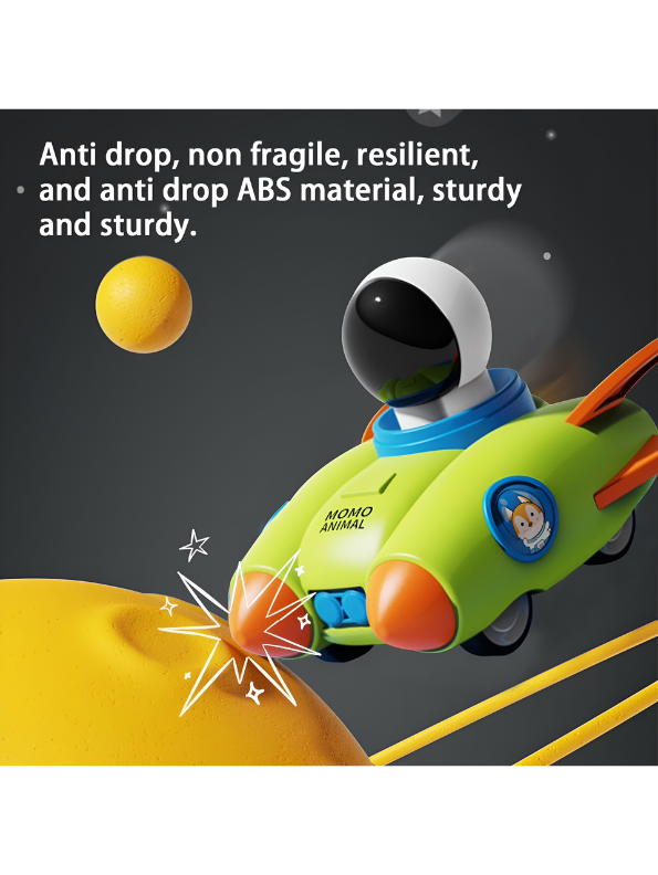4-Pack Astronaut Spaceship Pull Back Toy Cars – Friction Powered Rocket Ships for Toddlers – Space Explorer Vehicle Playset with Panda & Animal Pilot Graphics – Early Learning Preschool Toys for Boys & Girls TV1180