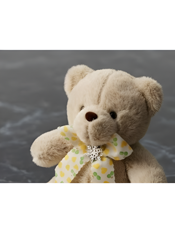 Teddy Bear Stuffed Animal - Soft Brown 8 Inch Cute Plush Toy with Heart-Patterned Ribbon & Pinecone Detailing, Perfect Winter & Holiday Gift ST16464