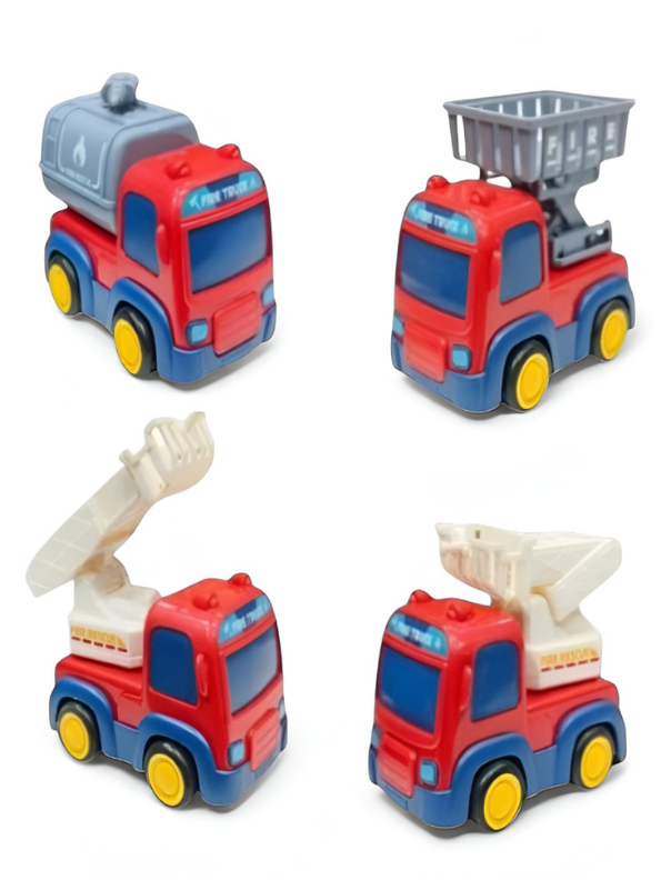 4-in-1 Fire Truck Toy Set for Toddlers - Interactive Rescue Vehicles with Rotating Ladder, Lift Basket & Water Tank - Educational Construction Play for Boys & Girls Ages 3+ TV4391