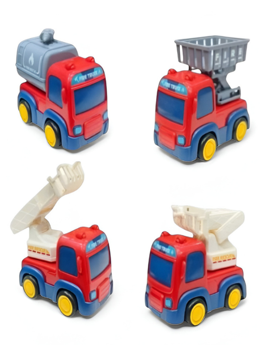 4-in-1 Fire Truck Toy Set for Toddlers - Interactive Rescue Vehicles with Rotating Ladder, Lift Basket & Water Tank - Educational Construction Play for Boys & Girls Ages 3+ TV4391