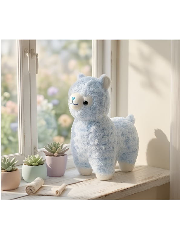 Alpaca Plush – Cute Light Blue 10 Inch Soft Rose-Texture Llama Stuffed Animal – Kawaii Gift for Kids & Nursery Decor ST16404