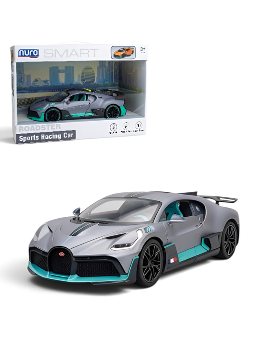 Sports Racing Car Model Toy 1:12 Scale - Premium Matte Grey & Cyan Hypercar with Openable Doors, Realistic Die-Cast Style Interior, Collectible Toy Car for Kids & Adults NX16722