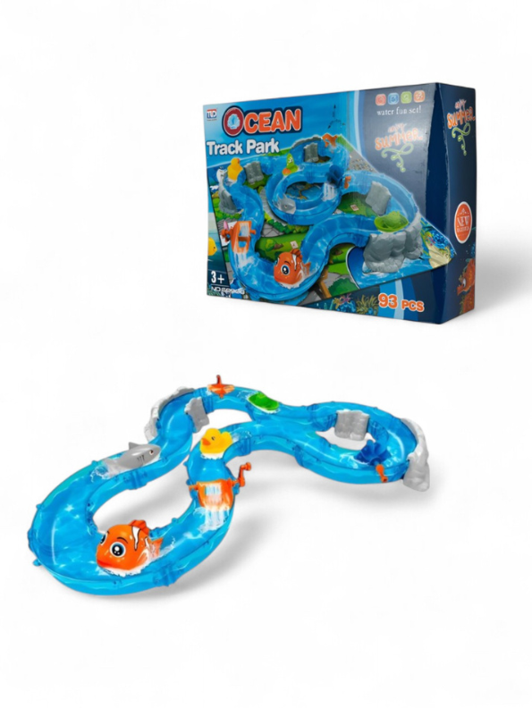 Ocean Track Park Water Playset for Toddlers – 93 Pcs DIY Construction Track with Marine Animals  "Enjoy Summer" Outdoor and Indoor Water Toy Set for Kids TV1656