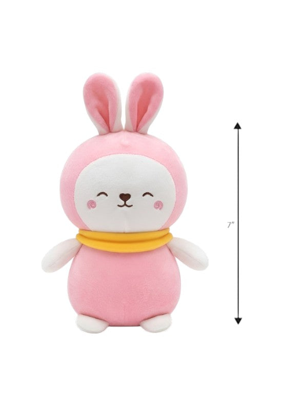 Soft Pink Rabbit Stuffed Toy (10 Inches) - Features Cuddly Design, Yellow Scarf, and Heart-Shaped Nose - Durable, BIS Certified Safe Plush for Toddlers and Kids ST11127