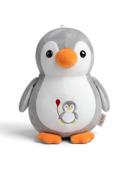 Adorable 7 Inch Grey Penguin Plush Stuffed Animal - Soft Huggable Toy with Mini Penguin Embroidery - Toddler Comfort Toy & Gift for Kids - Grey/White ST16522