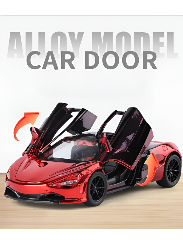 McLaren 720S 1/32 Die-Cast Car - Metallic Chrome Red Alloy Sports Car for Kids & Collectors TV488