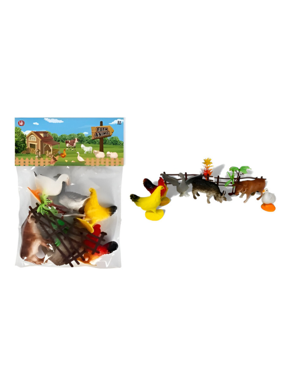 Farm Animal Toy Set for Kids – 12-Piece Plastic Figures with Fences & Trees | Educational Toddler Playset for Boys & Girls LMI16068