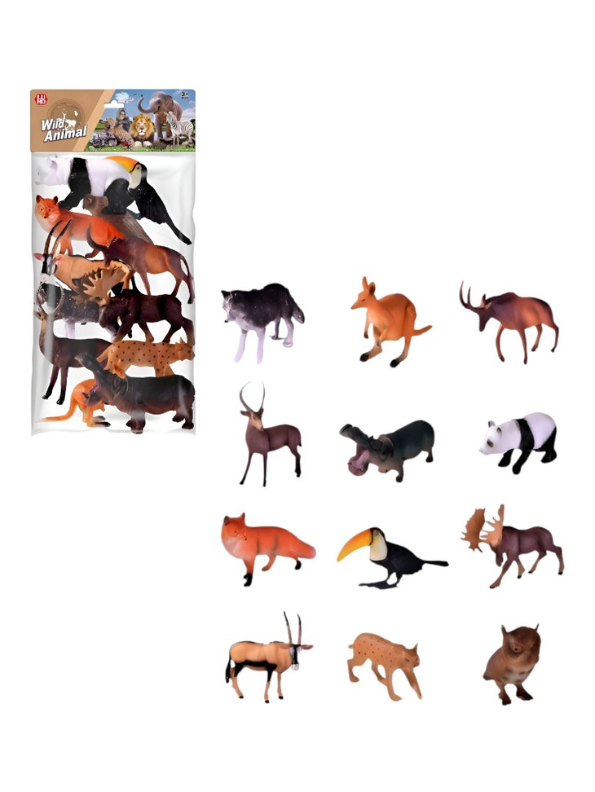 Wild Animal Figures Toy Set for Kids – 12-Piece Realistic Jungle & Safari Plastic Animals, Educational Wildlife Playset  LMI13885
