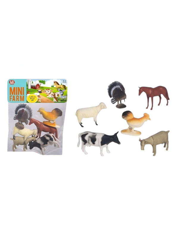 Mini Farm Animal Toys for Kids, 6-Pack Small Plastic Farm Animals, Miniature Collectible Figurines for Boys & Girls, Educational Pretend Play Set LMI13867
