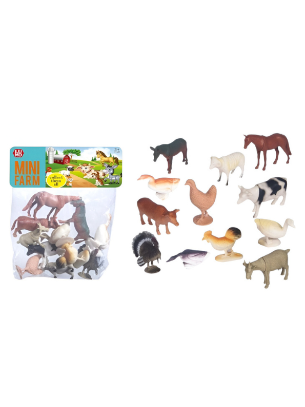 Mini Farm Animal Toy Playset – 12-Piece Educational Farm Animal Figurines for Kids & Toddlers LMI12384