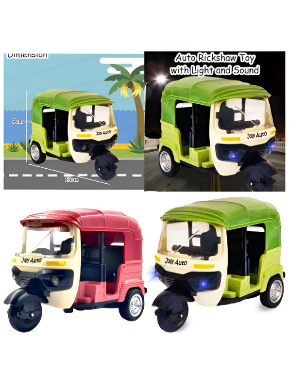 Set of 6 Miniature Auto-Rickshaw Models – Colorful Die-Cast Tuk Tuk Toy Collection for Kids & Collectors NX16101