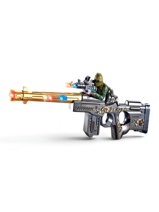 AWM Sniper Rifle Toy Gun – Electric Military Toy with Sound, Flashing Lights & Soldier Figurine TV5543
