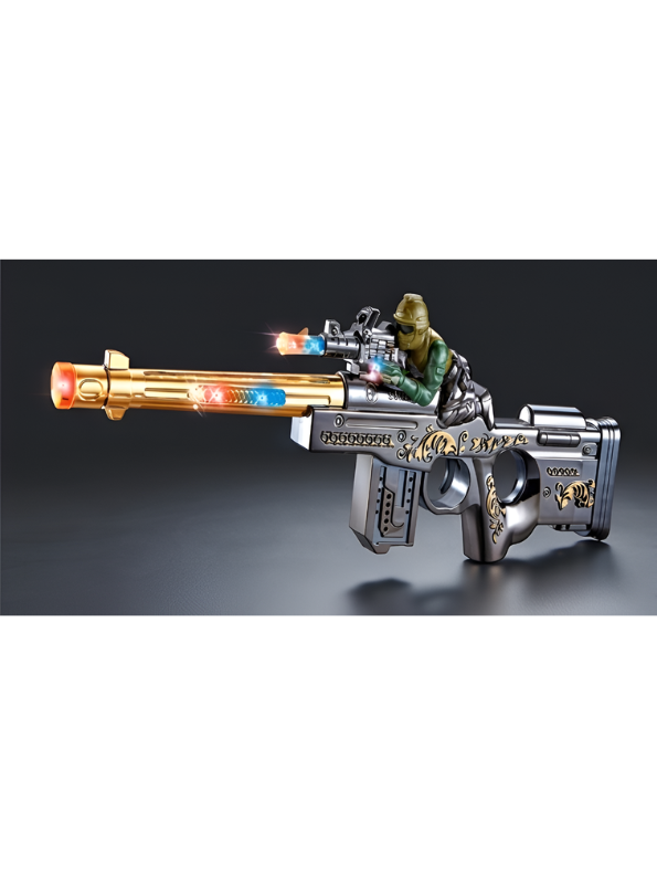 AWM Sniper Rifle Toy Gun – Electric Military Toy with Sound, Flashing Lights & Soldier Figurine TV5543