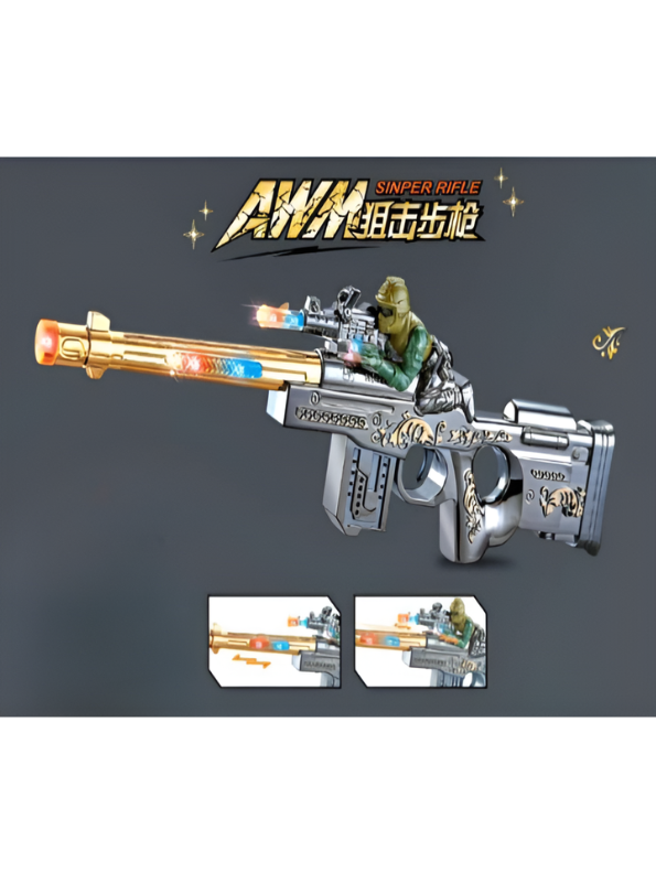 AWM Sniper Rifle Toy Gun – Electric Military Toy with Sound, Flashing Lights & Soldier Figurine TV5543