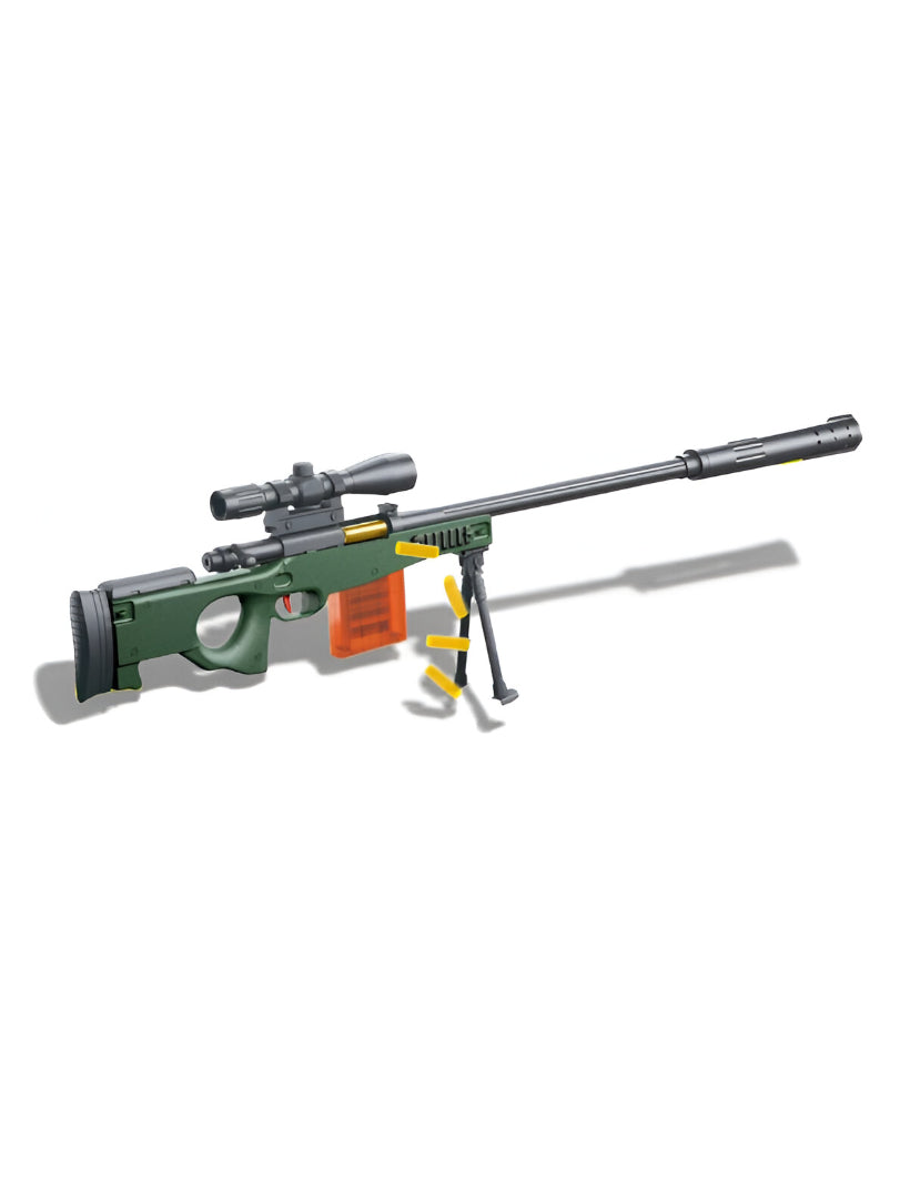 AWM Soft Air Toy Sniper Rifle -  Bolt Action Toy Gun with Shell Ejection, Scope, Bipod, and 20 Soft Foam Darts NX16095.