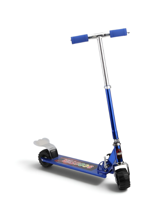 Adjustable Height Folding Kick Scooter for Kids & Teens, Portable Outdoor Scooter with Rear Brake and Durable Wheels - Blue LMI9255
