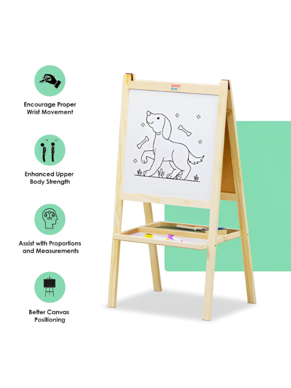 Adjustable Wooden Drawing Board for Kids – Multi-Functional Double-Sided Magnetic Learning Easel with Counting Numbers for Preschoolers, Early Skill Development & Creative Doodling TV7046