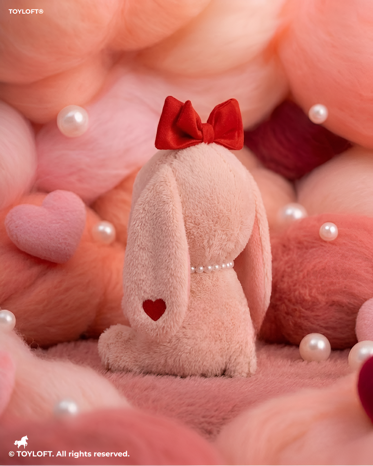 Adorable 10-Inch Plush Bunny with Pearl Necklace & Red Bow | Premium Soft Stuffed Toy ST15457