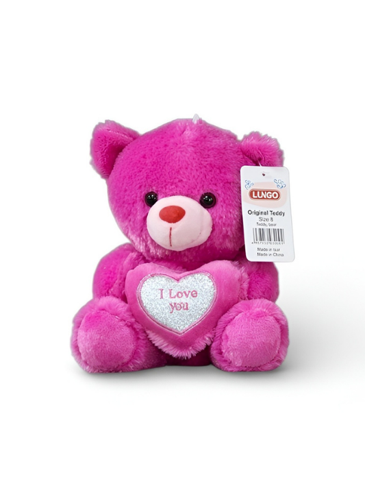 Adorable 21 cm Teddy Bear with I Love You Heart – Soft Plush Romantic Toy Pink ST16165.