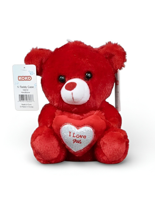 Adorable 21 cm Teddy Bear with I Love You Heart – Soft Plush Romantic Toy Red ST16165.