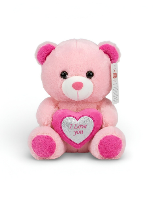 Adorable 21 cm Teddy Bear with I Love You Heart – Soft Plush Romantic Toy Light Pink ST16165.