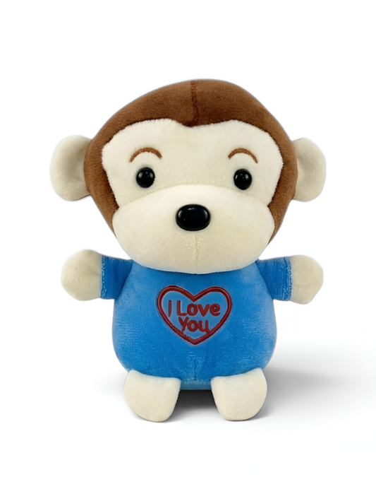 Adorable 7-Inch Plush Blue Monkey Soft Toy with 'I Love You' Heart Embroidery ST14585.