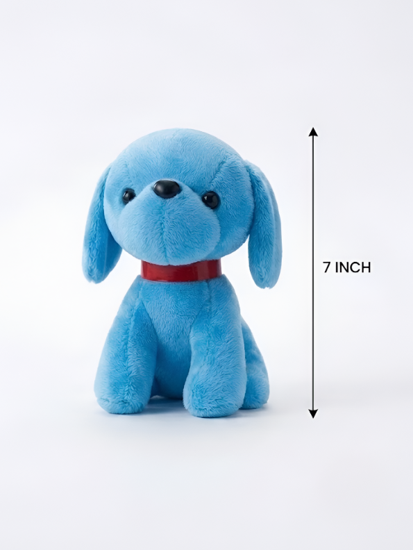 Adorable 7" Blue Dog Plush | Soft Stuffed Puppy Toy with Red Collar ST16791