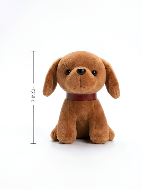 Adorable 7" Brown Dog Plush | Soft Stuffed Puppy Toy with Red Collar ST16791