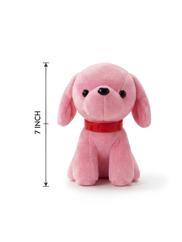 Adorable 7" PInk Dog Plush | Soft Stuffed Puppy Toy with Red Collar ST16791